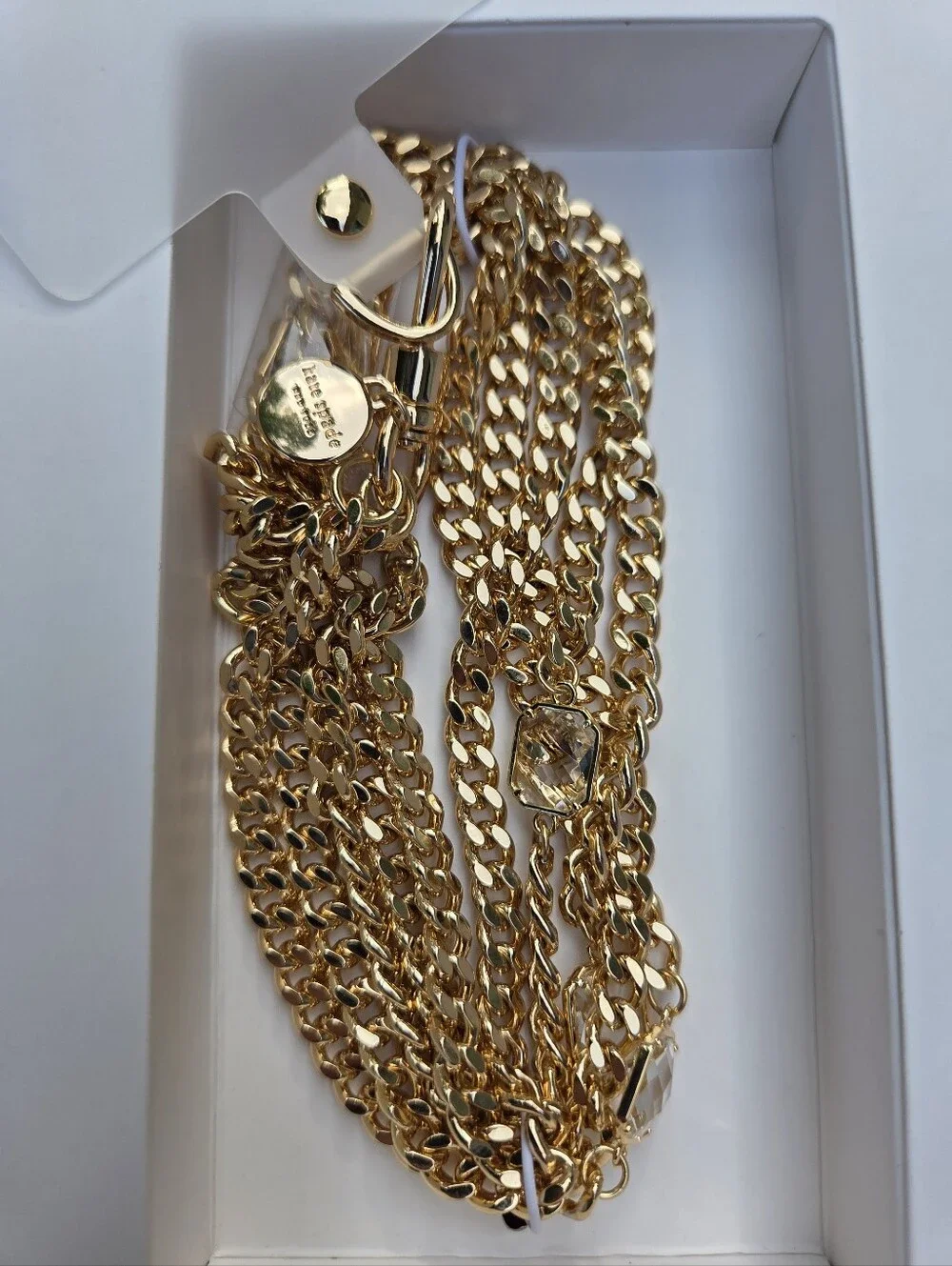 Kate Spade New York Phone Crossbody Chain In Gold-tone w/ Glass Rhinestones